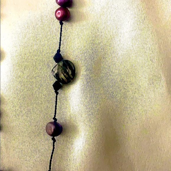 Rutilated Quartz Freshwater Pearl & Silk Necklace - Picture 6 of 7